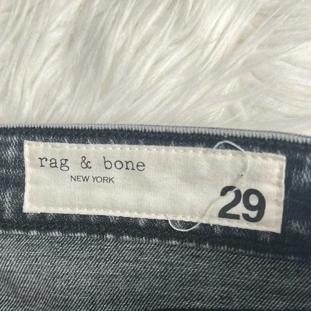 NWOT Rag & Bone Nina High Rise Ankle Cigarette Jean Abbots Grey Black Denim 29